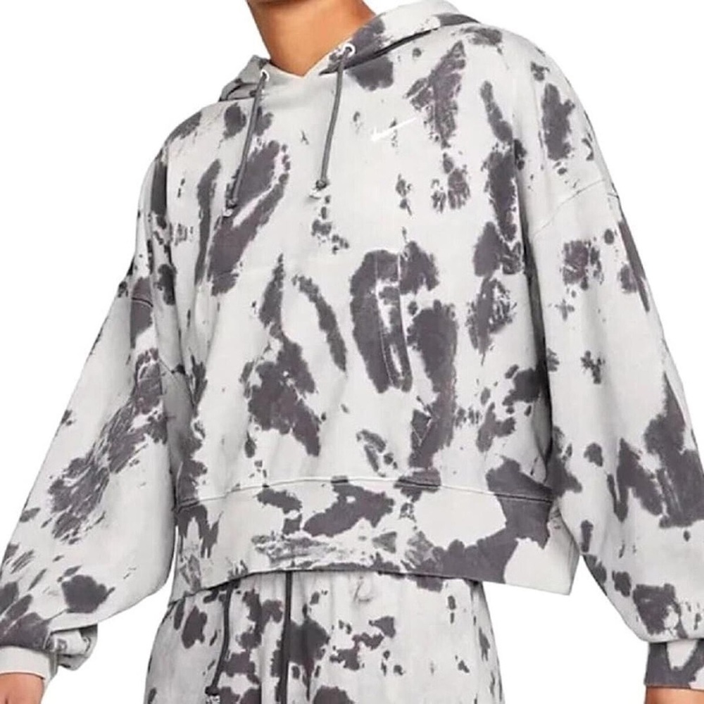 Nike Swoosh Cropped Tie Dye Drawstring Hoodie‎